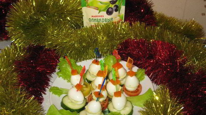 Рецепт Перепелиных яиц, фаршированных овощами