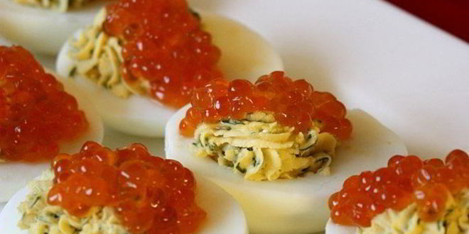 Рецепт яиц фаршированных красной икрой