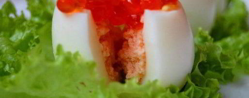 Шаг 6: яиц, фаршированных суфле из семги и красной икры