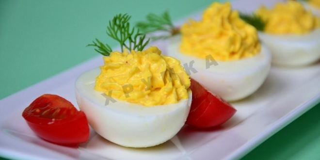 Рецепт закуски яйца фаршированные зеленью с твердым сыром