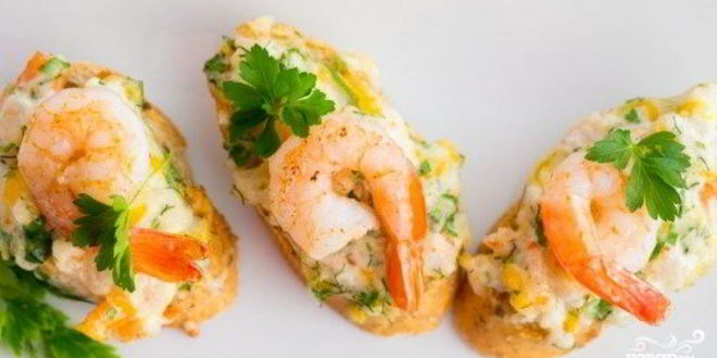 Рецепт гренков с креветками