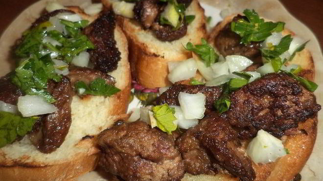 Рецепт Гренков с жареной печенкой