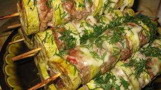 Рецепт Канапе из фарша и кабачков