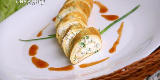 Рецепт канапе из омлета с творогом