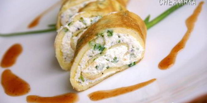 Рецепт канапе из омлета с творогом