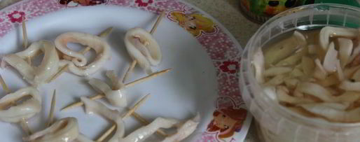 Шаг 3: канапе с кальмаром