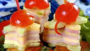 Рецепт Канапе с ветчиной и сыром
