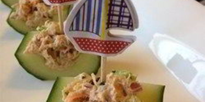 Рецепт лодочек-канапе из огурцов с тунцом