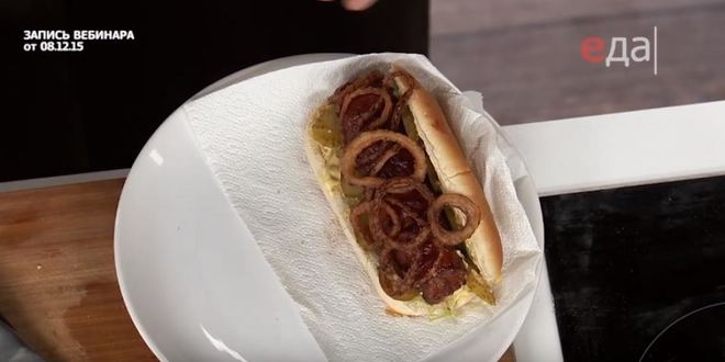 Рецепт хот-дога с беконом и луком фри