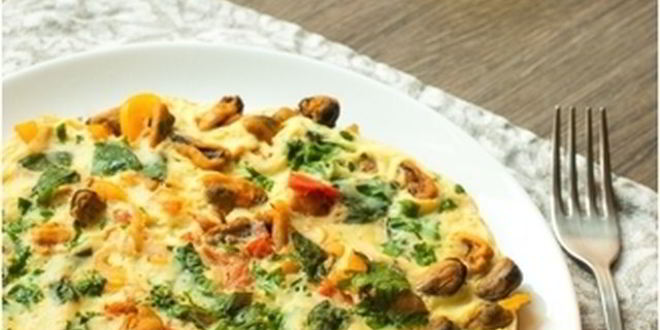 Рецепт фриттаты с мидиями и овощами