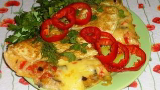 Рецепт Омлета с баклажаном и помидорами