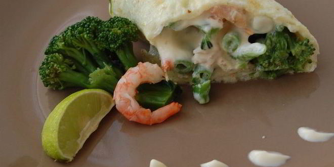 Рецепт омлета с креветками