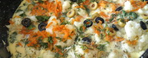 Шаг 3: омлета с цветной капустой по-средиземноморски