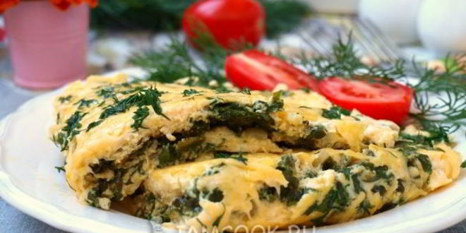 Рецепт омлета со шпинатом и сыром