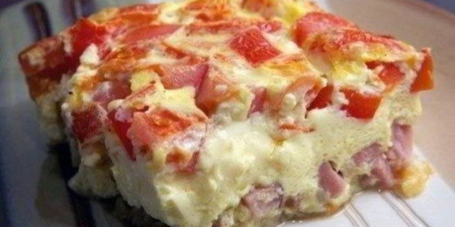 Рецепт пышного омлета с ветчиной в духовке