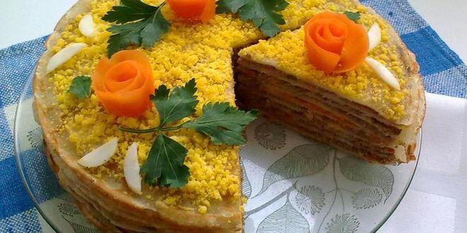 Рецепт блинно-печеночного торт