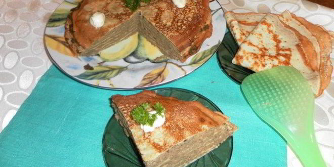 Рецепт блинного печеночного торта