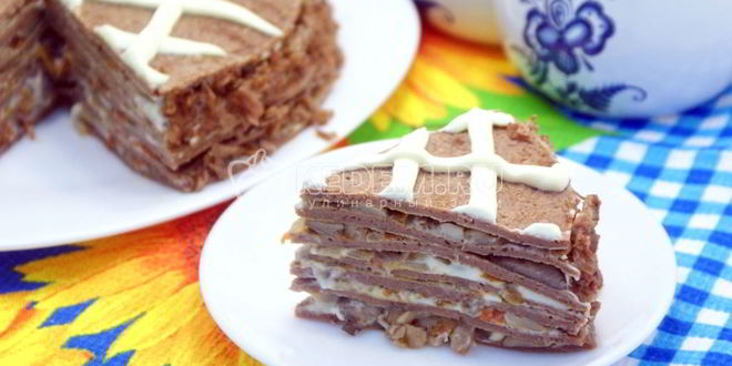 Рецепт блинного торта с печенью