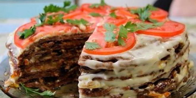 Рецепт нежного печеночного торта с грибами