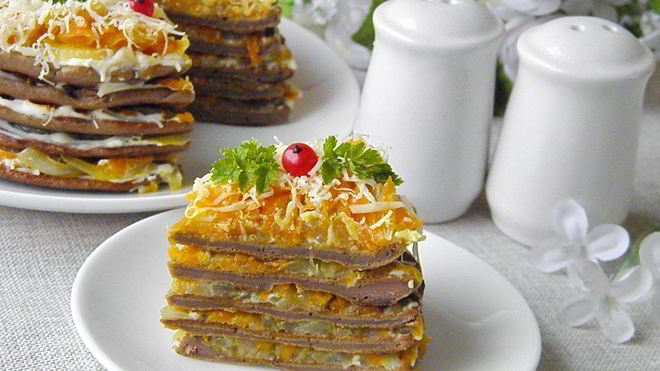 Рецепт Печеночного торта из куриной печени