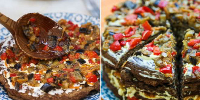 Рецепт печеночного торта с баклажанами