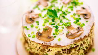 Рецепт Печеночного торта с шампиньонами