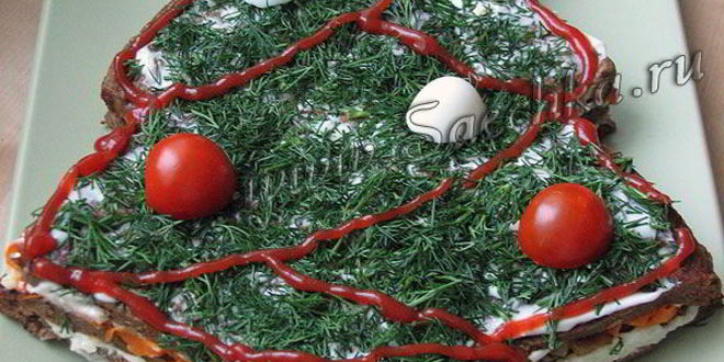 Рецепт печеночного торта в виде елочки