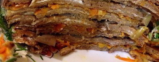 Шаг 19: торта из печеночных блинов весна шагает по планете