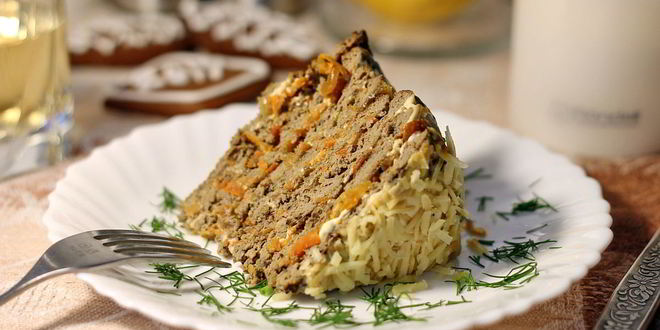 Рецепт закусочного печеночного торта