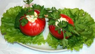 Рецепт Помидоров фаршированных сыром и чесноком с зеленью