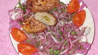 Рецепт Пятнашек из маринованного мяса с зеленым горошком