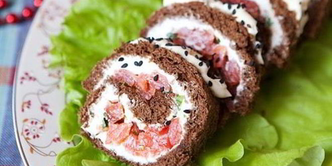 Рецепт хлебных роллов с сыром и форелью