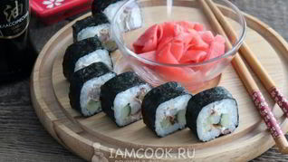 Рецепт Роллов с кальмаром и беконом