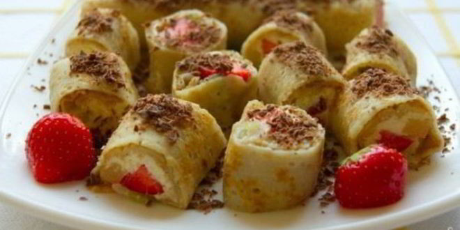 Рецепт сладких роллов из блинов