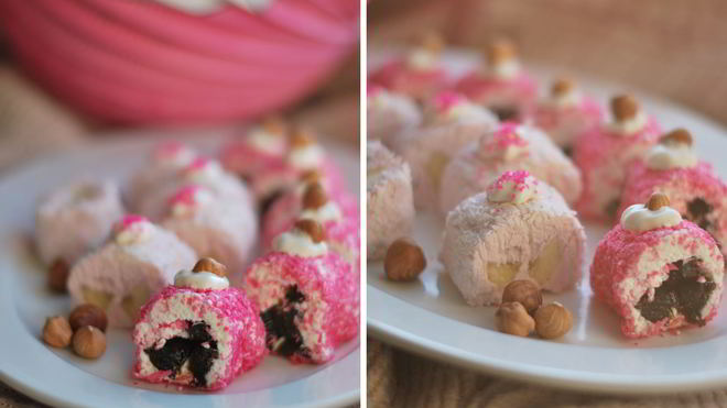 Рецепт Творожных роллов с черносливом и бананом