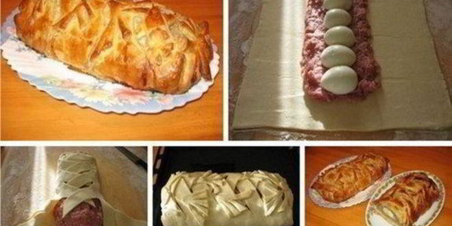 Рецепт домашнего мясного рулета в тесте