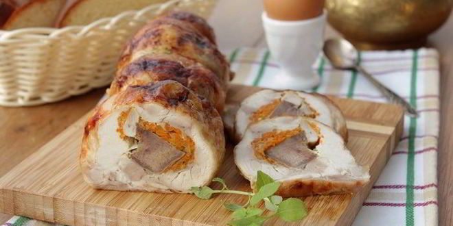 Рецепт куриного рулета с корейской морковью и языком
