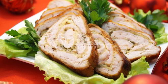Рецепт куриного рулета с сыром и укропом