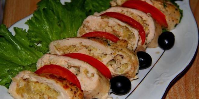Рецепт куриных рулетиков с лимонно-яблочной начинкой