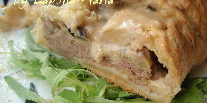 Рецепт мясного рулета с грибами и кабачком