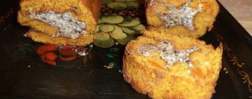 Шаг 8: рулета из бисквитно-тыквенного теста с творожной начинкой