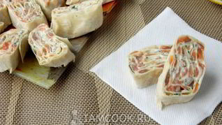 Рецепт Рулета из лаваша с красной рыбой