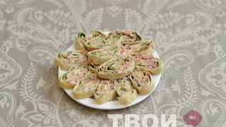 Рецепт Рулета из лаваша с ветчиной