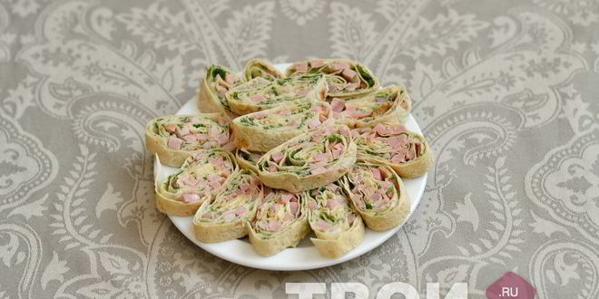 Рецепт рулета из лаваша с ветчиной
