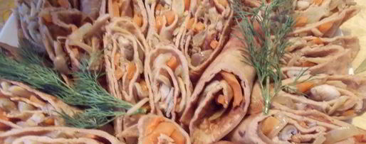 Шаг 5: рулетиков из печеночных блинчиков с грибами