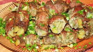 Рецепт Рулетиков из свинины