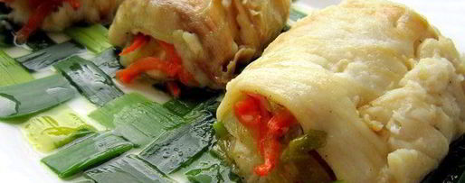 Шаг 11: рулетов из камбалы на циновке из порея