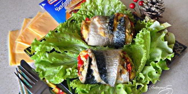 Рецепт рулетов из скумбрии с сыром и овощами