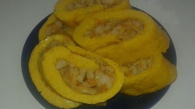 Рецепт Тыквенно-чесночного рулет с рыбной начинкой