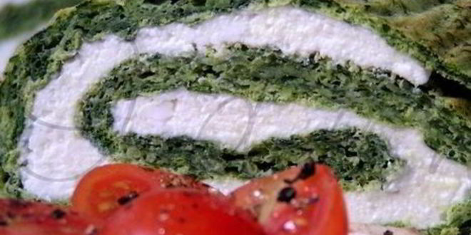 Рецепт вегетарианского рулета из шпината с творогом